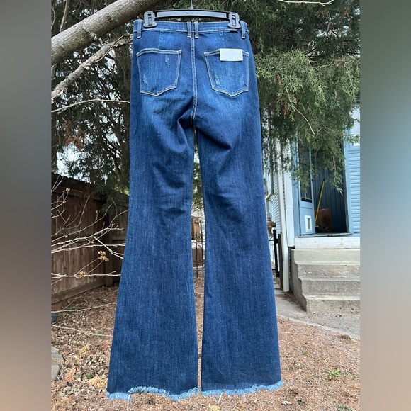 NWT Risen jeans 27 5 ultra high rise flare bell dark denim wide - Picture 5 of 16